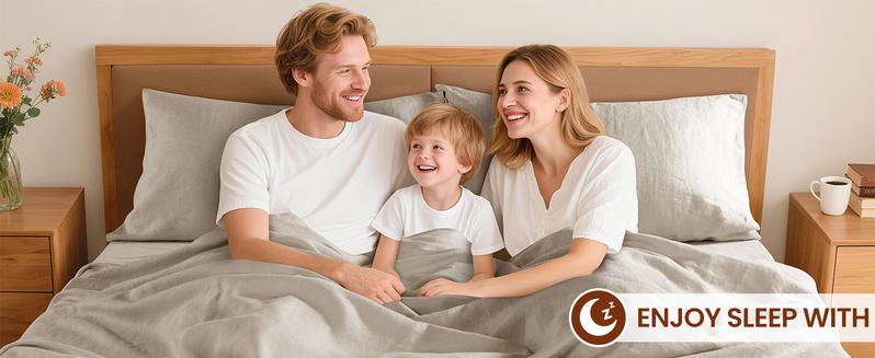 Shilucheng Linen Cotton  4 Piece Bed Sheet Set Rustic Farmhouse Style Soft Cotton Comfort Breathable Linen Texture Cooling for Hot Sleepers