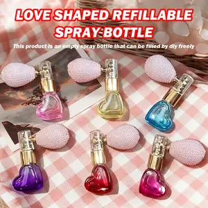Rechargeable Glitter Loose Powder Perfume Spray Bottle, Heart Shape Travel Makeup Mist, Portable DIY Refillable Bottle, Holiday Gift