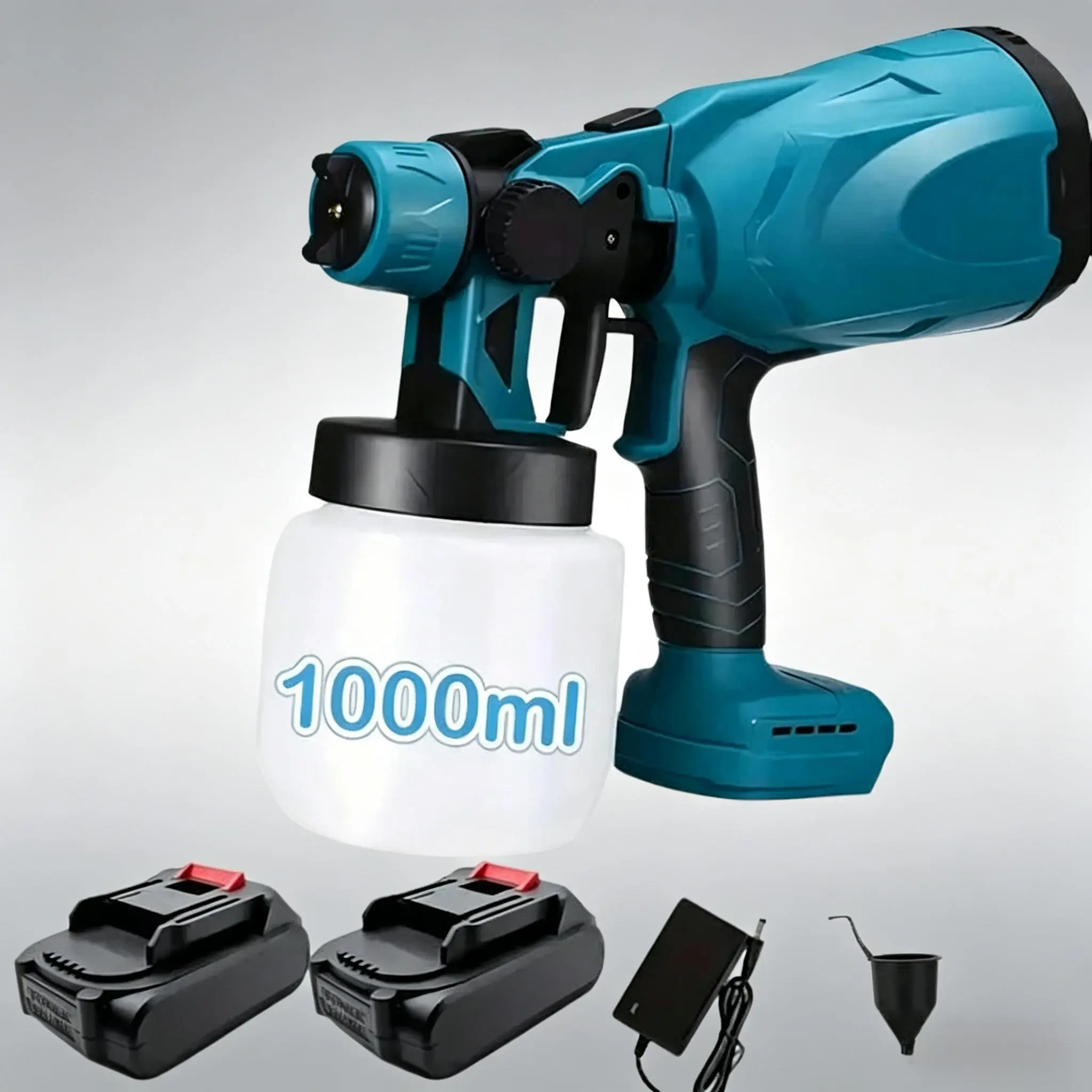 Portable Cordless HVLP Paint Sprayer, Electric Airless Spray Gun with 2 Batteries, Efficient Heavy Duty Airbrush Kit for Home Improvement & Professional Projects