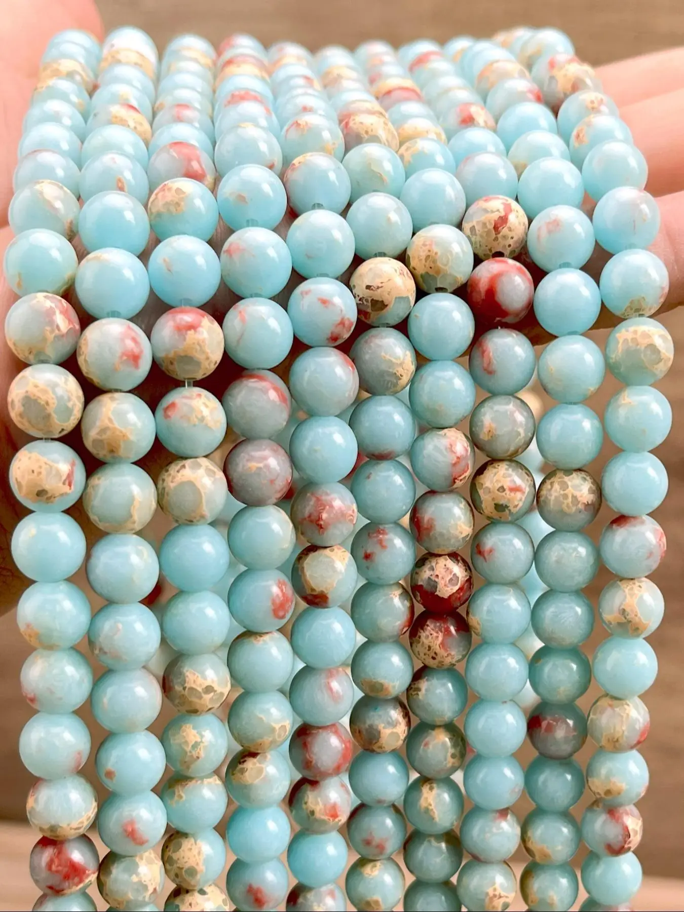 Natural Imperial Stone Beads, DIY Jewelry Making, 8mm Decorative Beads, Handmade Bracelets and Necklaces, Craft Supplies, 38cm/15inch Length
