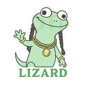 Cute 3D Lizard Saying “Hi” Sticker, Laptop Sticker, Water Bottle, Notebook, Gift for Friends, With Big Round Pink Eyes And Friendly Wave