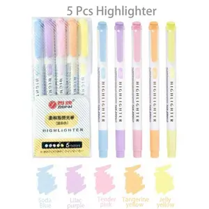 5-25 Color/Box Double sided Fluorescent Pen Set, Fluorescent Pen, Highlighters, Art Mark, Cute Kawaii Note Stationery New Year Gift