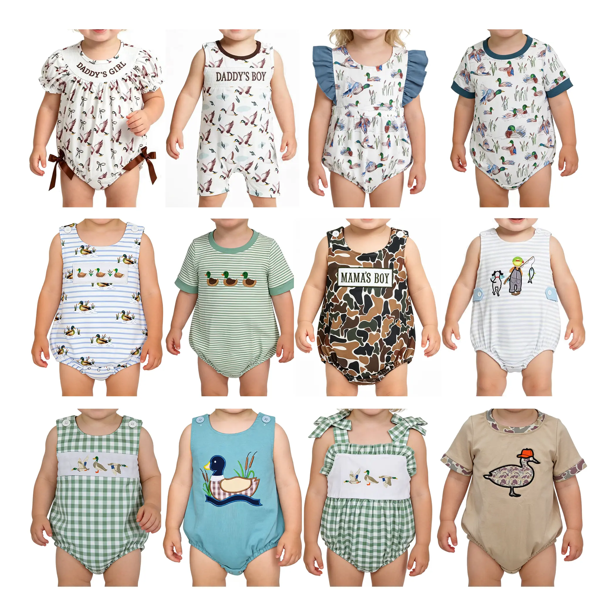 Baby Camouflage Duck Fishing Print Short-Sleeve Romper, Bodysuit Outfit for Hunting, Toddler Onesies, Baby Clothes, Fun Themed Bodysuits, Cartoon Print Baby Boys Bodysuits & One-Pieces