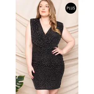 Translucent Rhinestone Plus Mini Dress