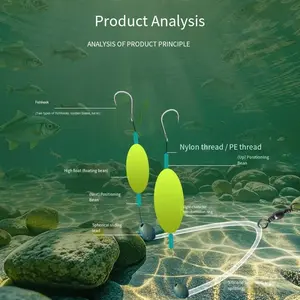 1pc 2 Hooks Fishing Hair Rigs Hook, Iseni Hook Barb, Carp Fishing Hook, Ready-To-Use, Size 3#-13#, Carp Rigs Fishing Lure