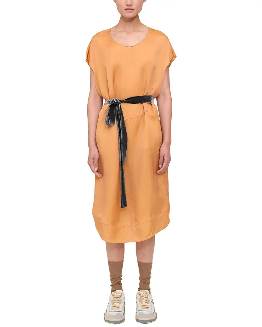 Theory Belted Silk-Blend Midi Dress Theory Belted Silk-Blend Midi Dress