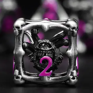 7PC Collectible Purple Copper Balanced & Weighted YM Beholder Dragon Eye Detail Polyhedral Dice Set, for Dungeons & Dragons (D&D) RPG Tabletop Games, Monster Collectibles Gift for Enthusiasts