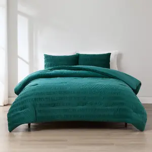 Lush Decor Azalea Ruched Velvet Stripe Comforter Set - Ultra Soft Textured Ripple Effect, OEKO-TEX Certified, Machine Washable, Modern Glam Bedding
