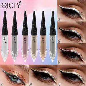 QICIY Color Pearl Sequin Eyeliner Pen Waterproof Sweat Proof Non Greasy Long Lasting Makeup Quick Drying Formula Multiple Effects #01-#06 Lipliner Cosmetic