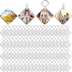 240Pcs Sublimation Keychain Blanks Double Sides 80 MDF Sublimation Keychains Blank with 160 Rings and Clips High Quality Material Square Design for DIY Projects and Gifts