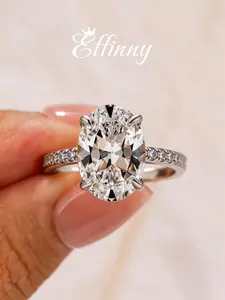 Effinny Classic 3.5ct Oval Cut Engagement Ring for Women, 5A Cubic Zirconia promise Ring In Sterling Silver Outdoorfun