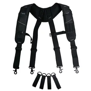 KUNN Tool Belt Suspenders Padded Carpenter Construction Electrician Work Suspender with Attachment Loops for Men
