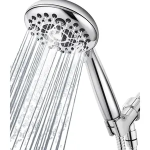 6  Modes High  Handheld Showerhead Set Upgraded 5 Inches Shower  with Handheld   Chrome Handheld Shower  60 Inches Stainless Steel Hose-1-Min Install