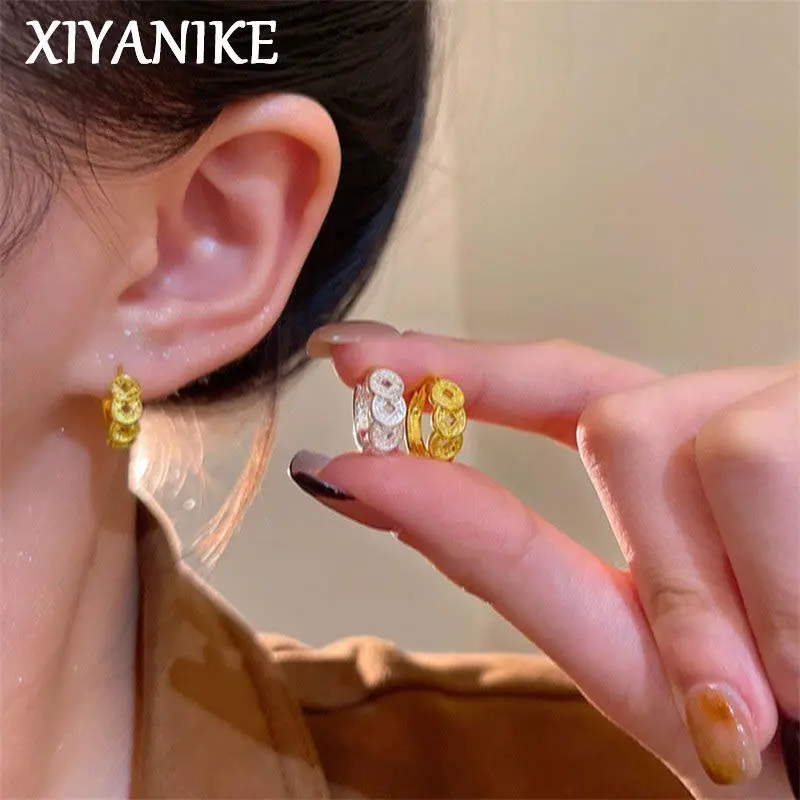 Unique Coin Hoop Earrings For Women Lady Fashion New Jewelry Gift Party Birthday  серьги женски
