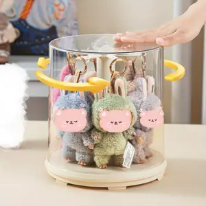 New 360° Rotating Crystal Display Case for Dolls, Dustproof Waterproof Storage Rack with Hooks, Ideal for Collectibles, Display Shelf, Display Stand