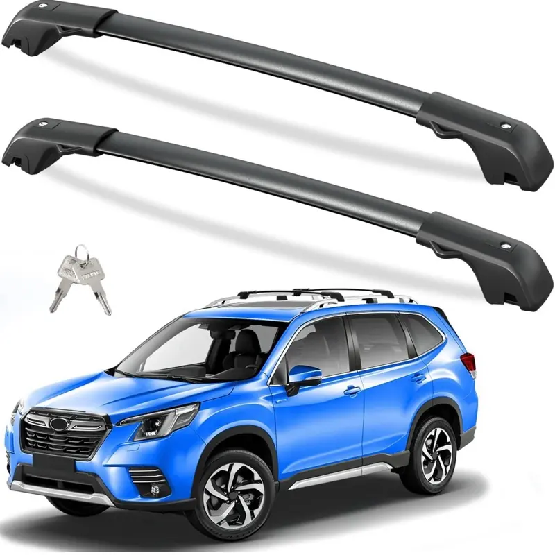 Tuyoung Barras Transversales for Subaru Forester 2014-2025 with Elevated Side Rails & 220 lbs Aluminum Lockable Roof Rack System