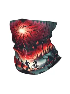 1 piece Stranger Things Upside Down Inspired Motocross Bandana Neck Gaiter Printed Wrap Scarf Bike Cycling Face Mask Hiking Unisex Adult Winter