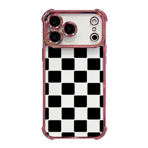 Checkerboard Pattern Phone Case for iPhone 17 Air 16 15 Pro Max 14 Plus 13 12 11 Shockproof Drop-Proof Full Coverage Camera Protection Soft Protective Cover Aesthetic Street Style DDSJ260422006