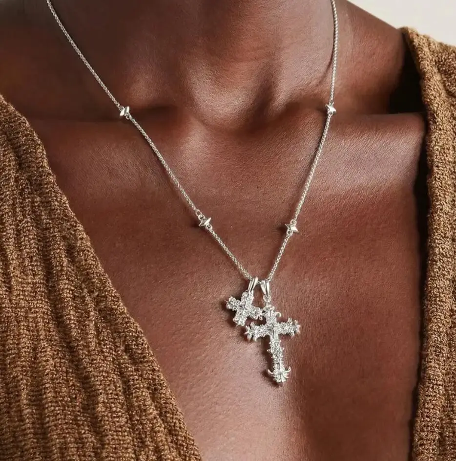 Sicbumi Gold-Plated Iris Flower Cross Necklace - Electroplated Finish, Dainty Simple Christian Symbol Pendant, Unisex Ball Chain Jewelry for Women, Daily Wear Gift