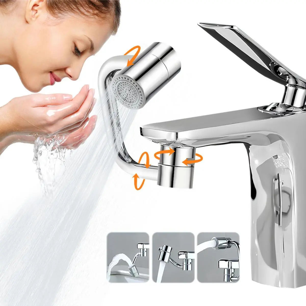 Rotatable Faucet Extender, Universal Splash Filter Faucet, Water Diverter For Bathroom Sink, 1080 Big Angle Swivel Aerator Sink Face Wash Attachment (Dual-Mode)