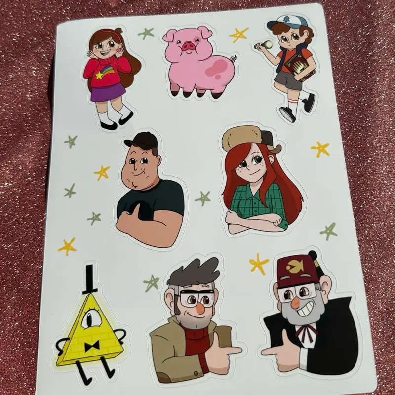 Gravity F fanart vinyl sticker sheet, mini button set