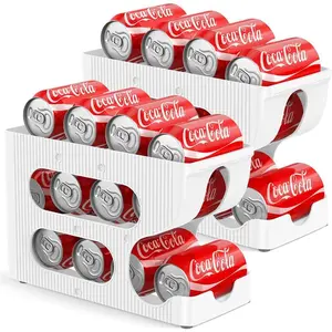FIFO Soda Can Organizer for Pantry/Fridge, Automatic Rolling Pop Can Dispenser Storage Holder Container for Refrigerator or 12" Deep Shelf, Space-Saving Drink Organizer for 24 Standard Cans