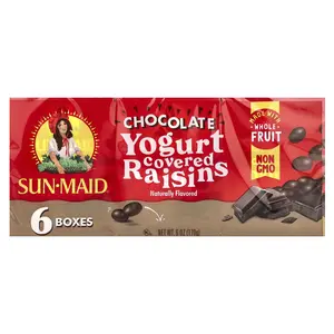 Sun-Maid Yogurt Covered Raisins, Chocolate, 6 Boxes, 1 oz (28 g) Each