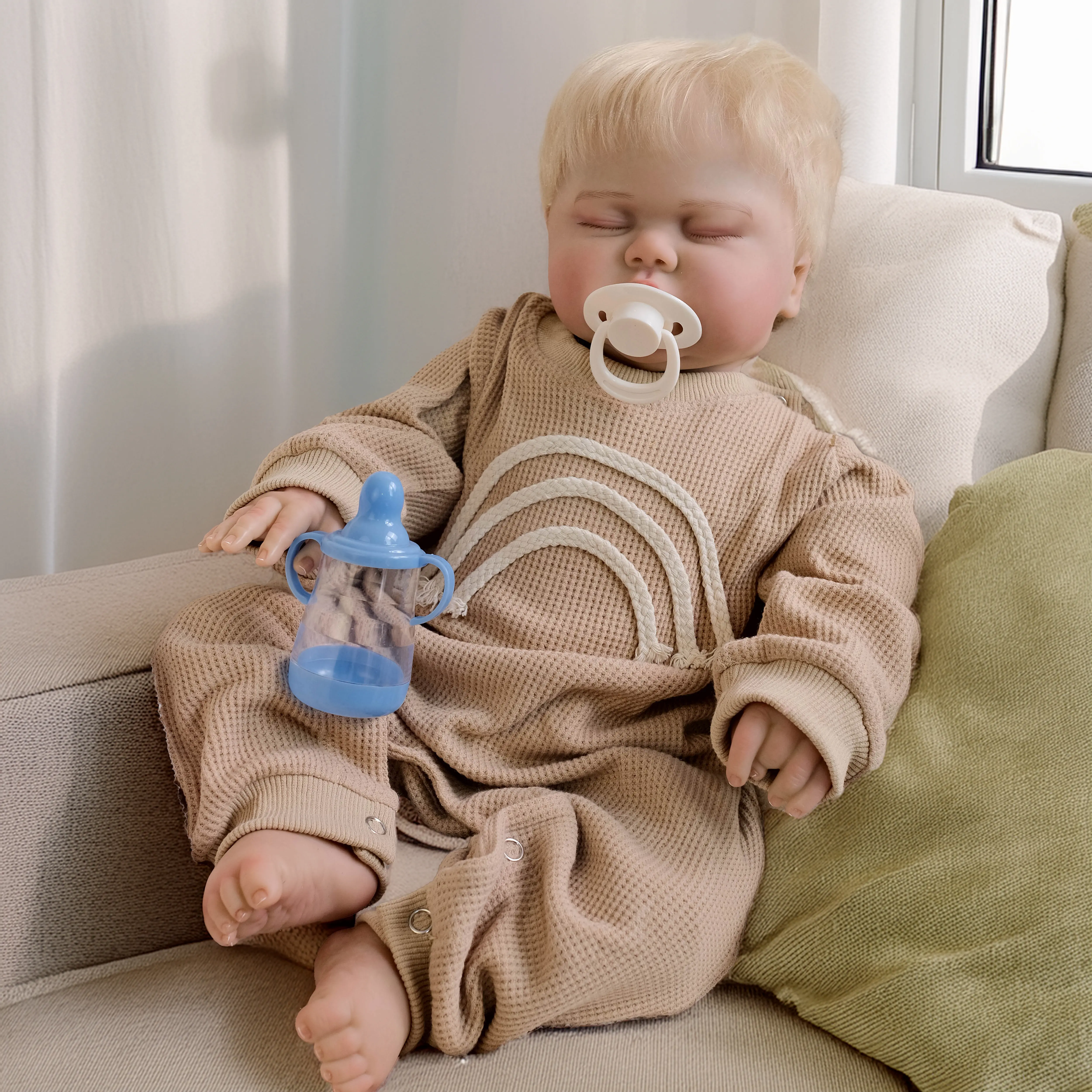 Chubby Sleeping Realistic Reborn Baby Dolls 19Inch Newborn Baby Dolls with Hair with Cloth Body Reborn Dolls Birthday Gift for Kids Age 3+ christmas year birthday present collector sale girl