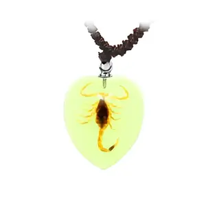 Real Bark Scorpion Necklace Heart Shaped Glows In The Dark Real Nature Gift