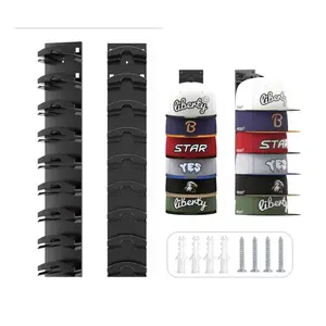 Hat Hook for Wall 2 Pack Hat Organizer Holds Up to 20 Hats with Strong Adhesive and 8 Screws Cap Holder for Closet Door and Bedroom B-Black - Decor