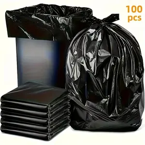100 Drug-resistant Black Trash Bags - Waterproof, durable polyethylene, suitable for homes, offices, kitchens, bathrooms and exteriors, multi-purpose cleaning solution for eliminating office waste with practical rolling design | Elegant black bags