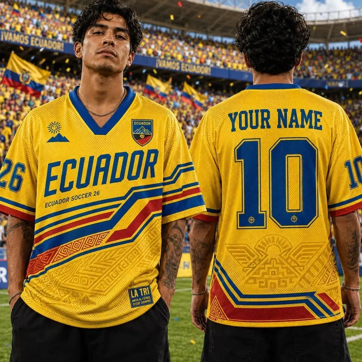 Ecuador La Tri Soccer Jersey, Personalized Name Number Football Shirt, Custom Unisex Game Day Tee, Ecuador Fan Gift