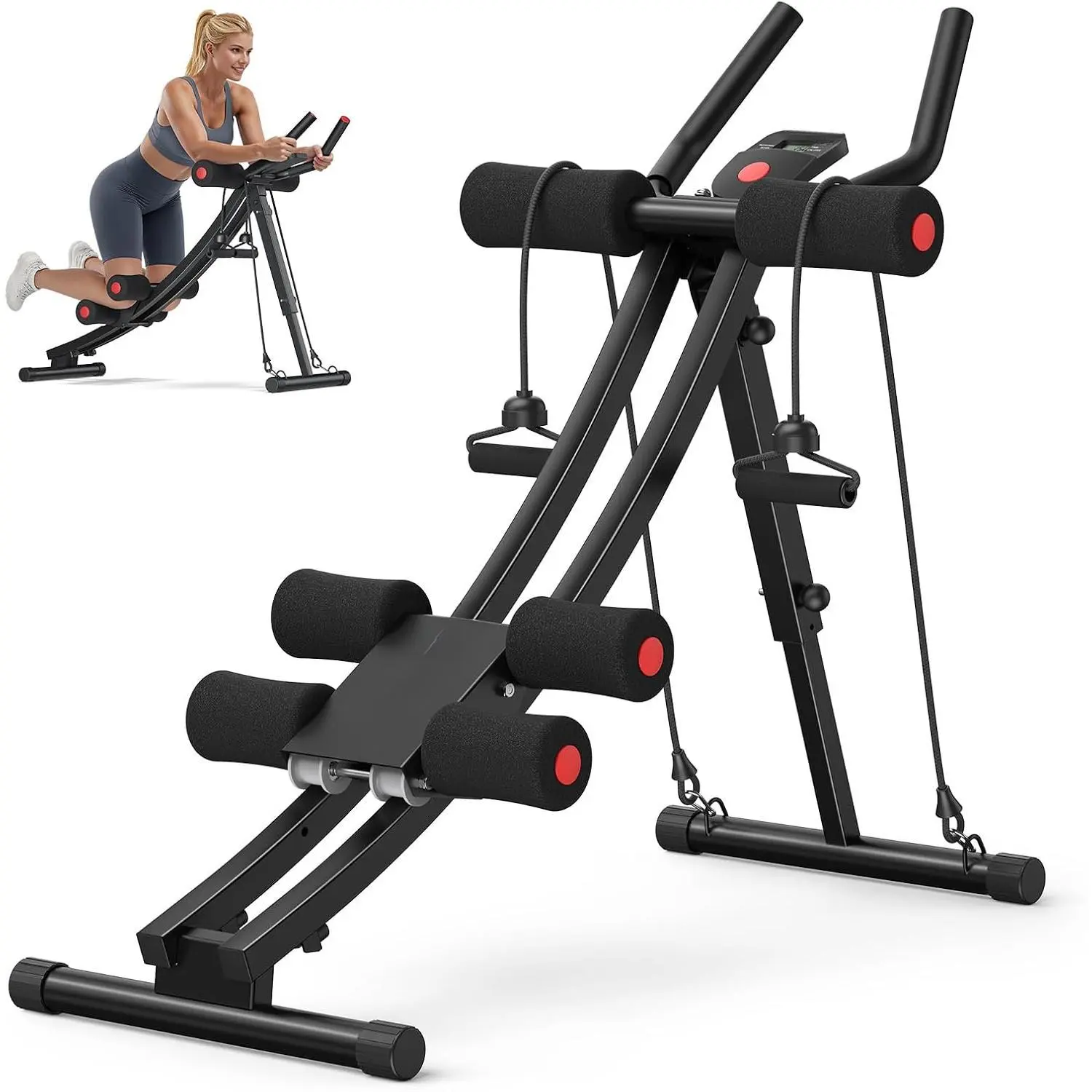 Adjustable Abdominal Crunch Machine - Ergonomic Track Abs Workout Equipment, Foldable Customizable Design for Home Gym Enthusiasts, Home Workout Exercise Equipment for Full-Body Training