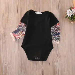 Baby Boys Long Sleeve Romper Fake Tattoo Print Patchwork Round Collar Jumpsuit Newborn  Casual Outfits 0-18M