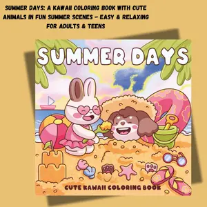 Summer Days: A Kawaii Coloring Book with Cute Animals in Fun Summer Scenes - Easy & Relaxing for Adults & Teens