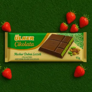Ulker Dubai Chocolate Pistachio Kanafa 93g Snack Dessert Taste of Dubai Milk Cocoa with Pistachios & Chocolate Flavor