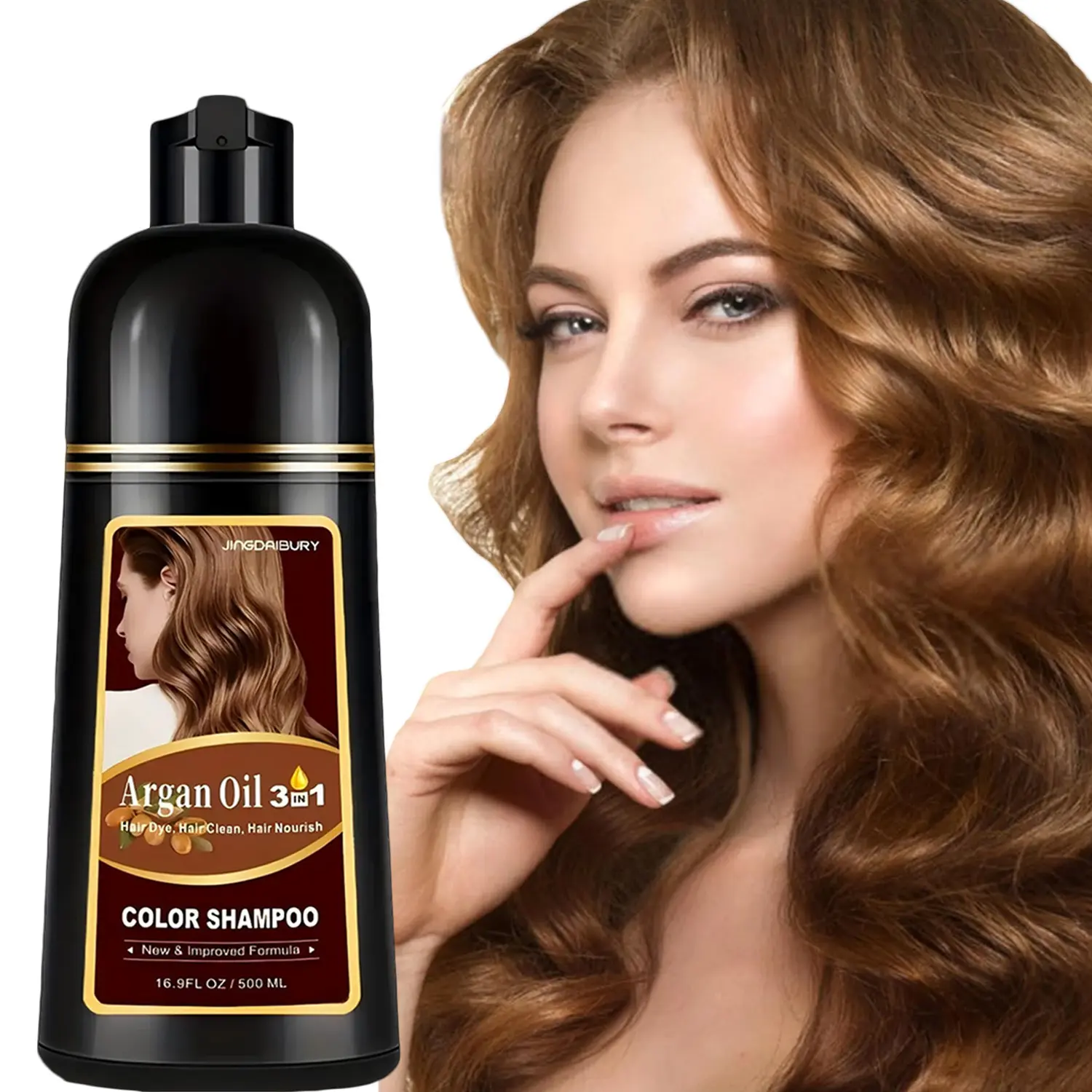 3-in-1 Argan Oil Hair Dye Shampoo for Haircare - Brown Blonde Semi-Permanent Color, Cover Gray Hair Solutions, Root Touch Up Colorant for Women, Instant Easy Use, Long Lasting, 16.9 Fl Oz (Change Semi-Permanent Color), Temporary Hair Color