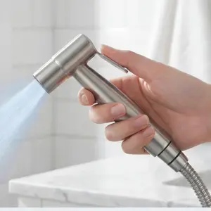 Handheld Toilet Bidet Sprayer for Toilet-Adjustable Water Pressure Control with Bidet Hose for Feminine Wash Set, Stainless Steel Brushed Nickel Cloth Diaper for Baby Wash