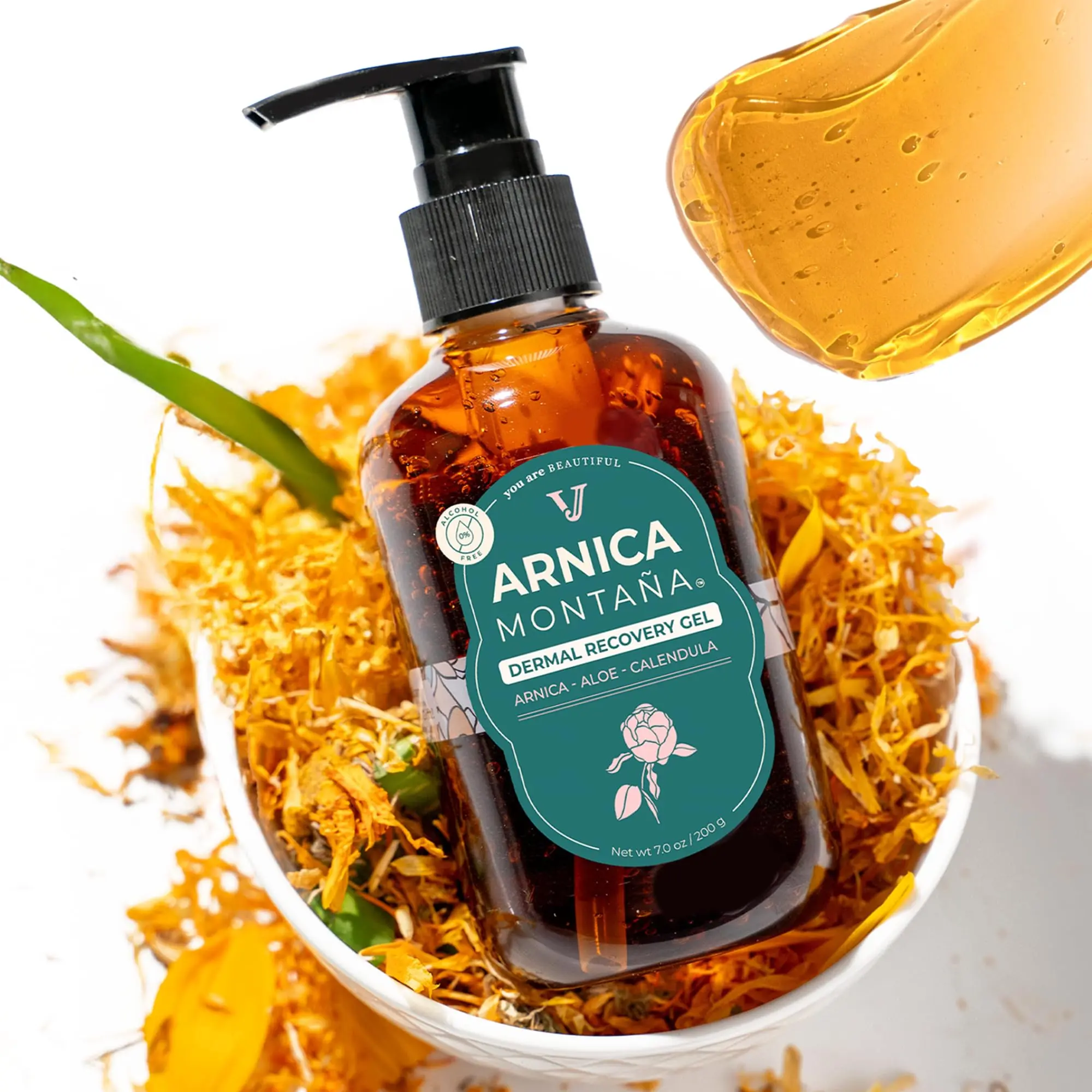 JANE VINE Arnica Gel For Face, Arnica Cream and Bruise Cream to Soothe with Aloe and Calendula for Face and Body, Menthol Free, Alcohol Free, 7oz Pump