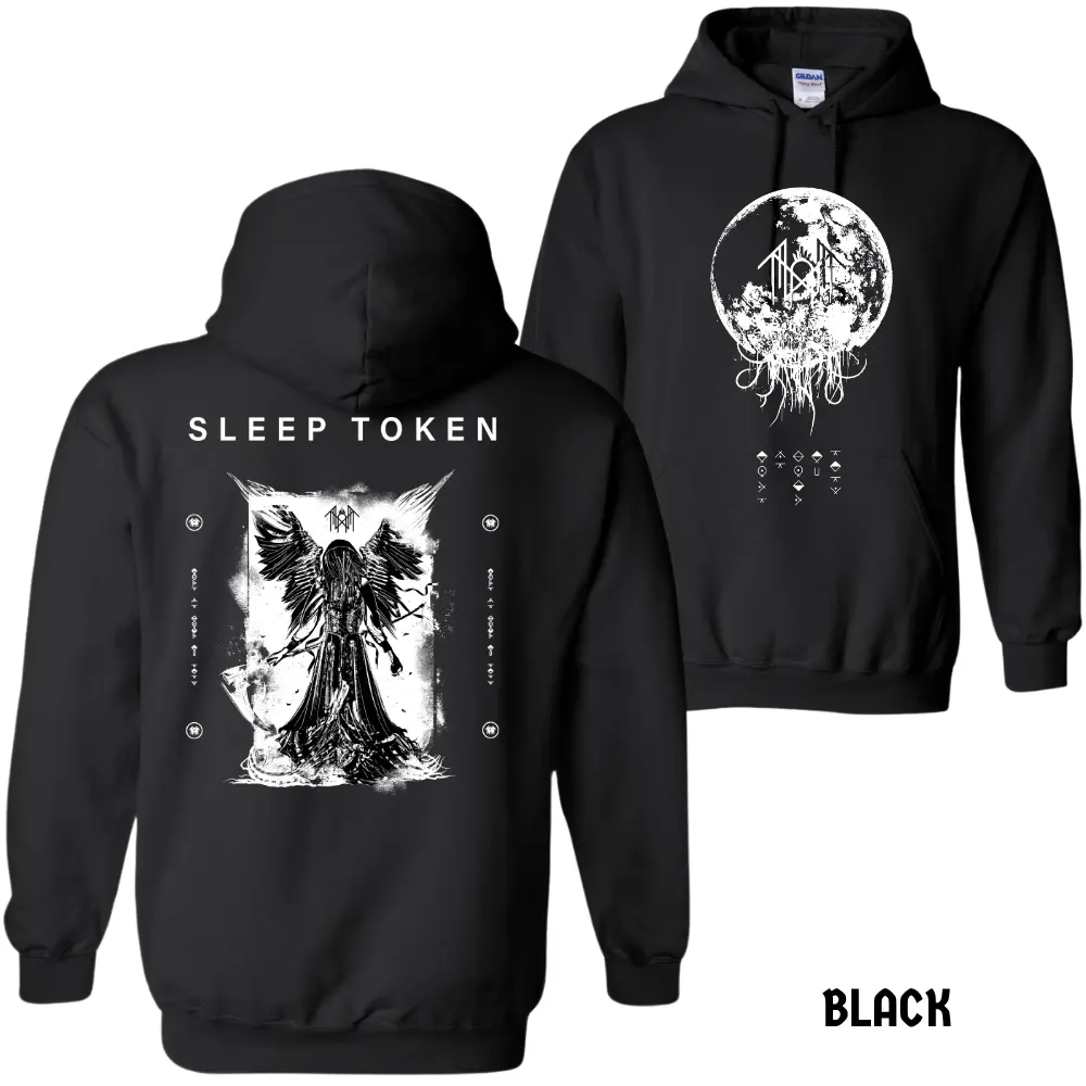 ⚫[Graphic Hoodie]Sleep Token "Angel Sigil" Hoodie – 2025 Tour Graphic Sweatshirt, Dark Ritual Aesthetic Unisex Pullover for Men & Women, Alternative Metal Streetwear Fan Hoodie, Trending Band Merch, Fall/Winter Casual Menswear