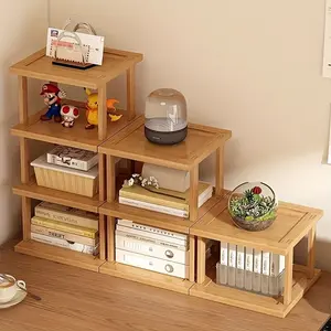 2/3 Layer Desktop Organizer, Bamboo Wood Material, Desk Bookshelf, Office Workspace Storage, Home Desk Small Shelf