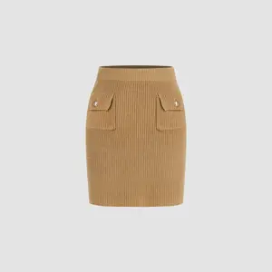 Cider [size 2-10] Wool-blend Knit Solid Pocket Mini Skirt