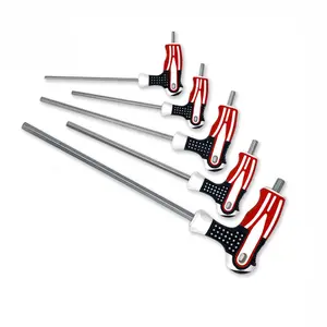 5-Piece T-Handle Hex Key Set with USA Flag Design Flat Head CR-V Steel Allen Wrench Dual-Color Grip Extra Long Shaft for Furniture Assembly Mechanical Repair