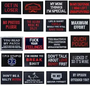20PCS Funny Tactical Morale Patches Set, Full Embroidery Loop and Hook Fasten Patches Set for Caps, Bags, Backpacks, Harness, Vest, Military Uniforms,Tactical Gears Etc