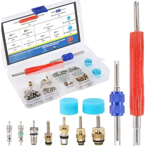78 count  Air Conditioner Valve Core Schrader Valve Cores Accessories A/C R12 R134a Refrigeration Tire Valve Stem with Double  Remover Installer Tool Assortment Kit