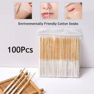 Disposable Makeup Swabs, 100pcs Multifunctional Makeup Sticks for Eyeliner & Eyelash, Makeup Supplies for Daily Use