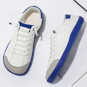 Women's Fashion Wide-Toe Barefoot Sneakers - Comfortable, Unrestrictive Minimalist Design, White With Red Accents, Rubber Sole, Fabric Lining, Hand-Washable - Suitable For All Seasons, Natural Foot Health| Fashion Contrast Accents| Flexible Women's Footwe