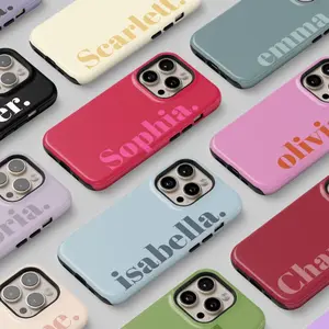 Personalized Name Phone Case – Custom Bold Text | Aesthetic Tough iPhone Case