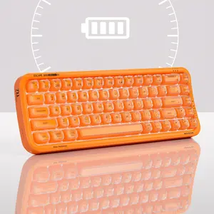 MOFii Pearl Transparent Keyboard, Orange Keycaps, Wireless Gaming Keyboard, Tri-Mode Rechargeable Gaming Keyboard, 15 RGB Backlight Modes, Backlit Keyboard, Multi-Device Compatible US Qwerty for Office & Gaming, Computer Peripherals