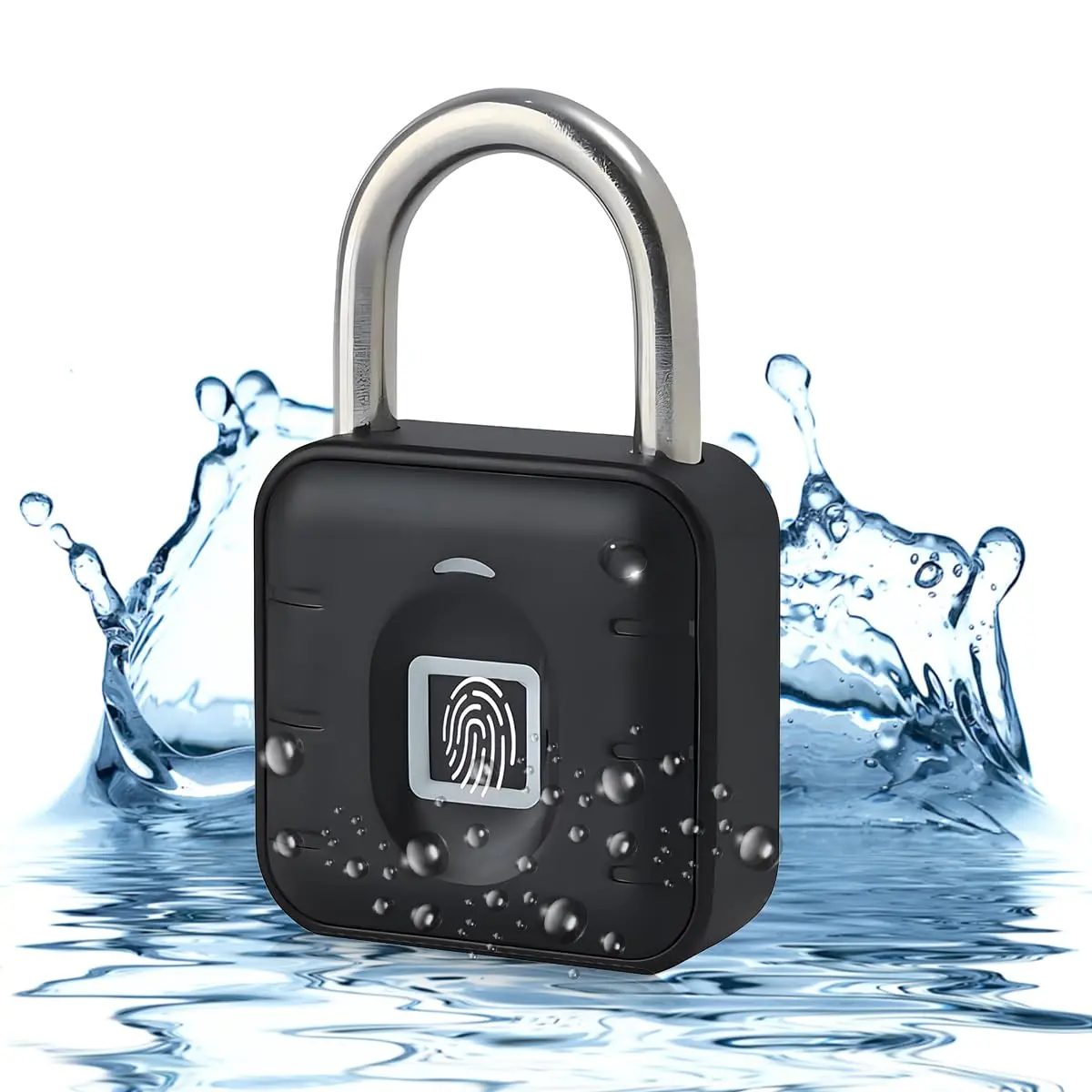 IP67 Waterproof Fingerprint Smart Padlock, Fast 0.5S Unlock Stainless‑Steel Shackle Portable Biometric Lock for Luggage, Gate, Cabinet, Outdoor Storage